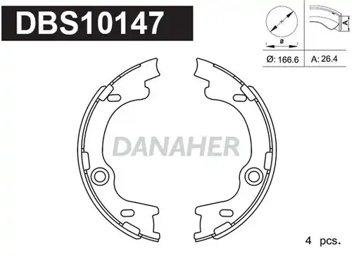 комплект спирачна челюст, ръчна спирачка DANAHER DBS10147