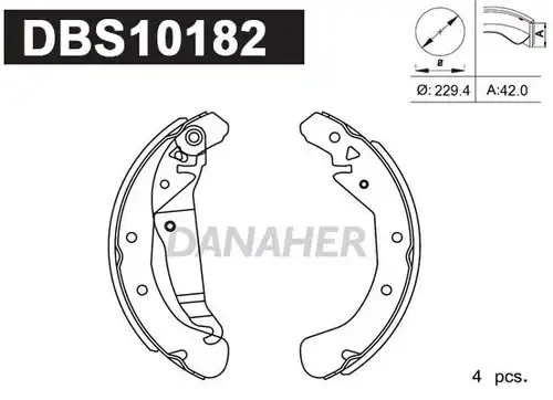 комплект спирачна челюст DANAHER DBS10182