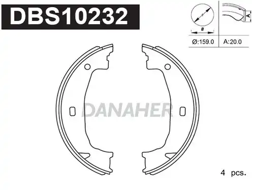 комплект спирачна челюст, ръчна спирачка DANAHER DBS10232