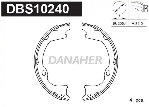 комплект спирачна челюст, ръчна спирачка DANAHER DBS10240