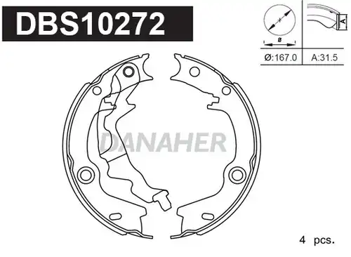 комплект спирачна челюст, ръчна спирачка DANAHER DBS10272