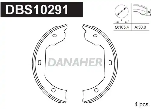 комплект спирачна челюст, ръчна спирачка DANAHER DBS10291