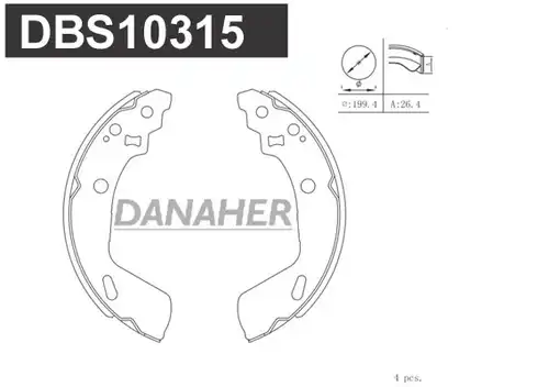 комплект спирачна челюст, ръчна спирачка DANAHER DBS10315