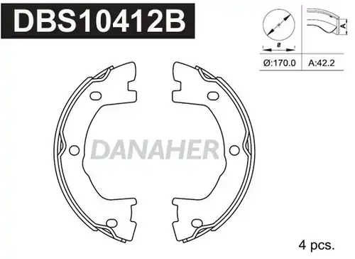 комплект спирачна челюст, ръчна спирачка DANAHER DBS10412B