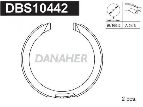 комплект спирачна челюст, ръчна спирачка DANAHER DBS10442