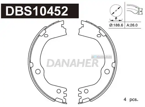 комплект спирачна челюст, ръчна спирачка DANAHER DBS10452