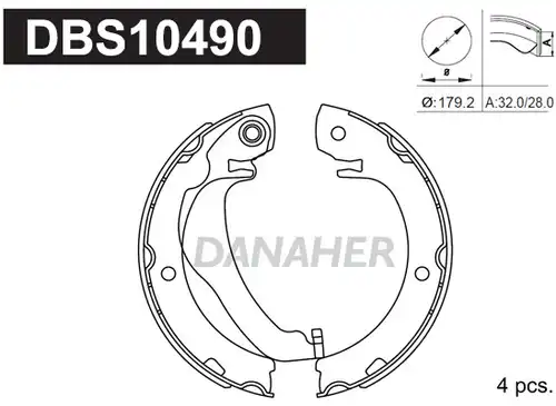 комплект спирачна челюст, ръчна спирачка DANAHER DBS10490