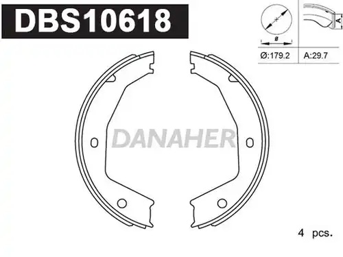 комплект спирачна челюст, ръчна спирачка DANAHER DBS10618