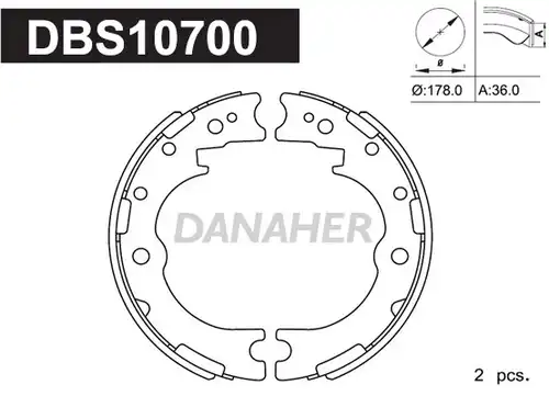 комплект спирачна челюст, ръчна спирачка DANAHER DBS10700