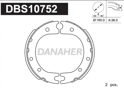 комплект спирачна челюст, ръчна спирачка DANAHER DBS10752