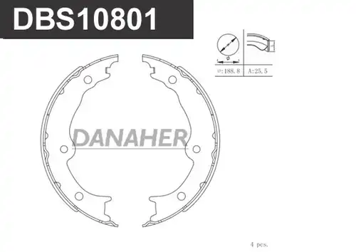 комплект спирачна челюст, ръчна спирачка DANAHER DBS10801