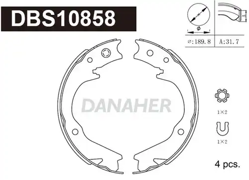 комплект спирачна челюст, ръчна спирачка DANAHER DBS10858