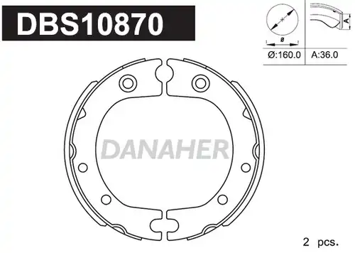 комплект спирачна челюст, ръчна спирачка DANAHER DBS10870