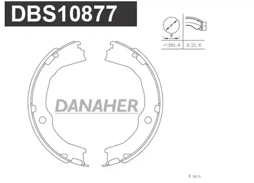 комплект спирачна челюст, ръчна спирачка DANAHER DBS10877