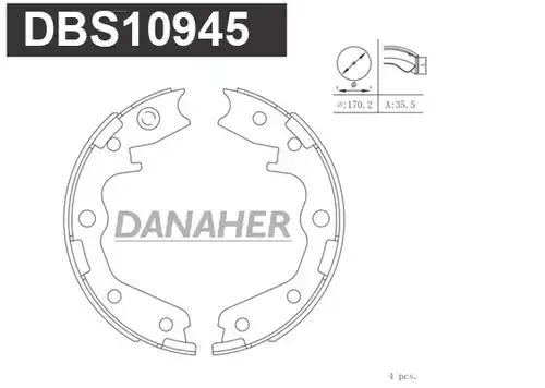 комплект спирачна челюст, ръчна спирачка DANAHER DBS10945