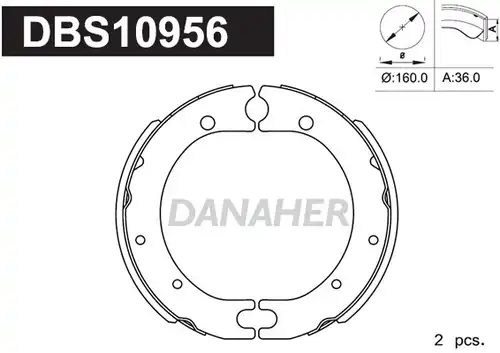 комплект спирачна челюст, ръчна спирачка DANAHER DBS10956