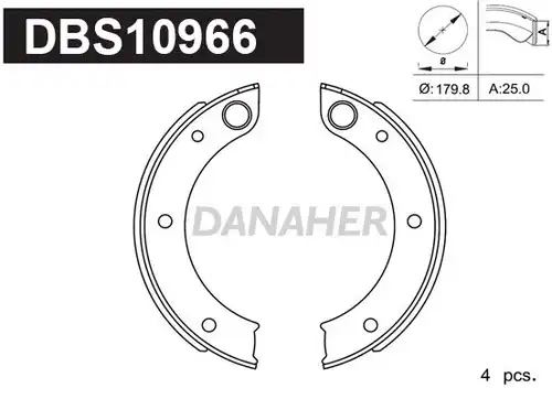 комплект спирачна челюст, ръчна спирачка DANAHER DBS10966