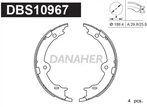 комплект спирачна челюст, ръчна спирачка DANAHER DBS10967