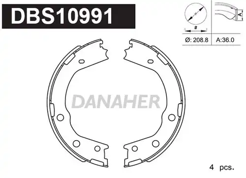 комплект спирачна челюст, ръчна спирачка DANAHER DBS10991