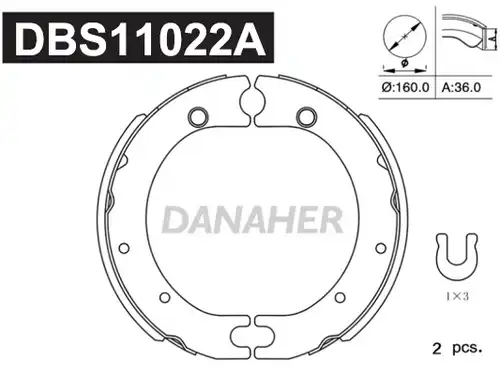 комплект спирачна челюст, ръчна спирачка DANAHER DBS11022A