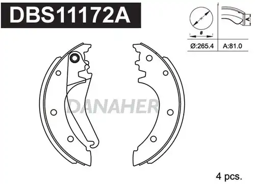 комплект спирачна челюст DANAHER DBS11172A