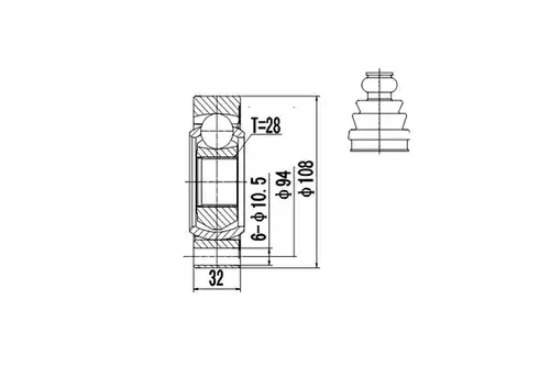 каре комплект, полуоска DYNAMATRIX DCV603001