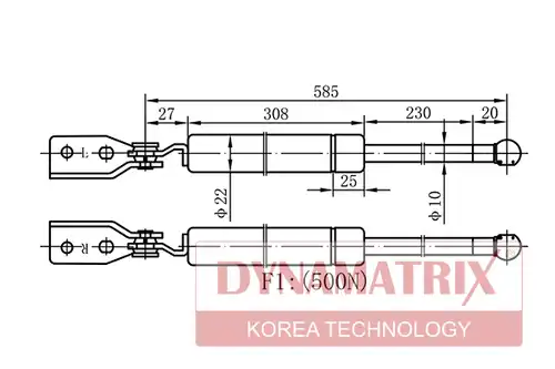 газов амортисьор, багажно/товарно пространство DYNAMATRIX DGS015058