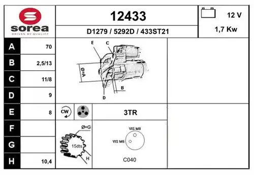 стартер EAI 12433