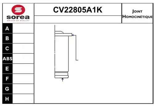 каре комплект, полуоска EAI CV22805A1K