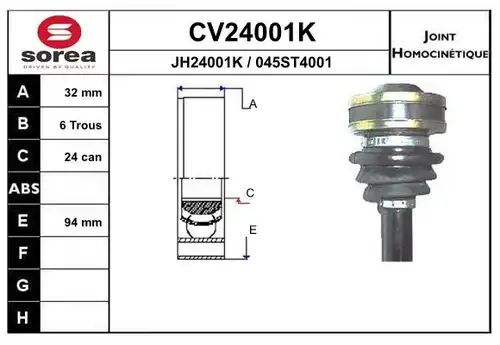 каре комплект, полуоска EAI CV24001K