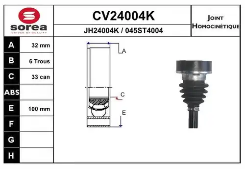 каре комплект, полуоска EAI CV24004K