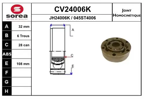 каре комплект, полуоска EAI CV24006K