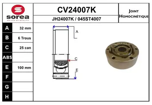 каре комплект, полуоска EAI CV24007K