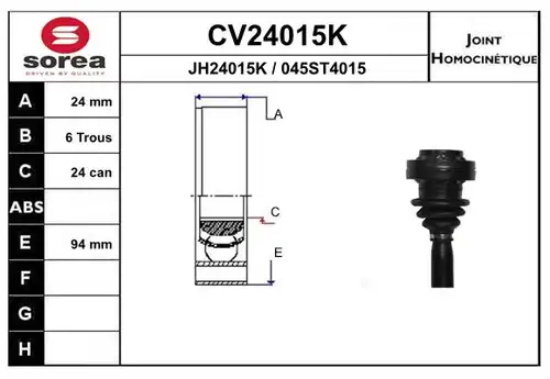 каре комплект, полуоска EAI CV24015K