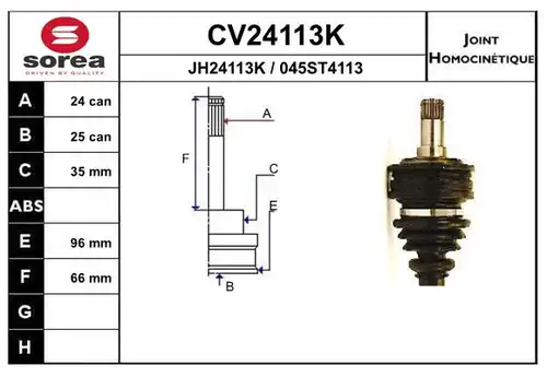 каре комплект, полуоска EAI CV24113K