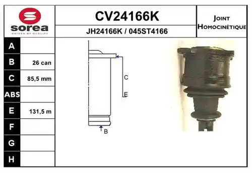 каре комплект, полуоска EAI CV24166K