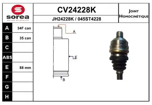 каре комплект, полуоска EAI CV24228K