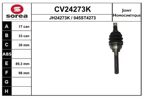 каре комплект, полуоска EAI CV24273K