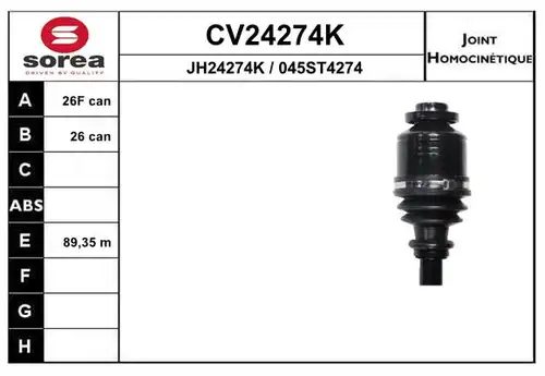 каре комплект, полуоска EAI CV24274K