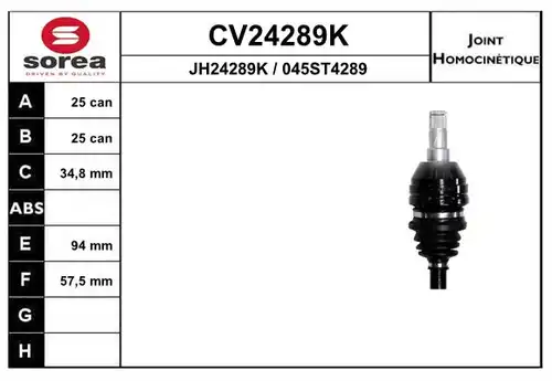 каре комплект, полуоска EAI CV24289K