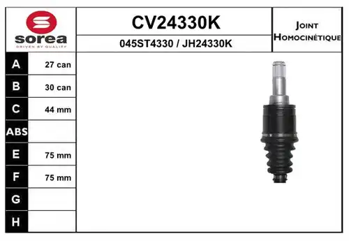 каре комплект, полуоска EAI CV24330K