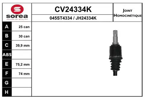 каре комплект, полуоска EAI CV24334K