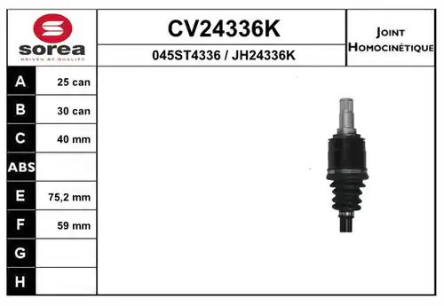 каре комплект, полуоска EAI CV24336K