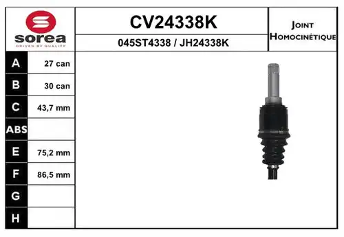 каре комплект, полуоска EAI CV24338K