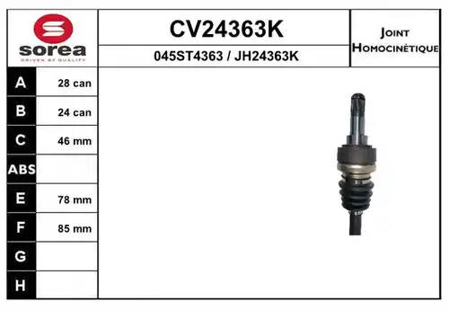 каре комплект, полуоска EAI CV24363K