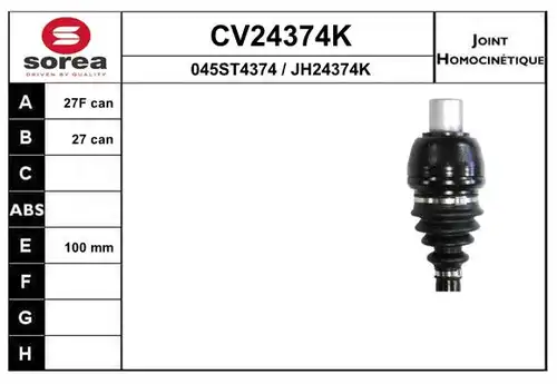 каре комплект, полуоска EAI CV24374K