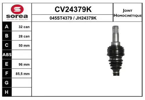 каре комплект, полуоска EAI CV24379K