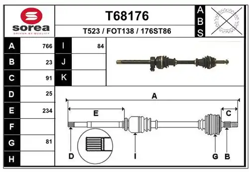 полуоска EAI T68176