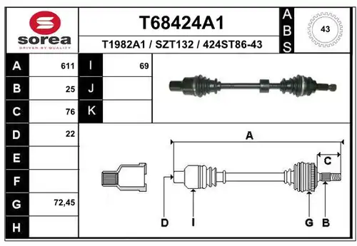 полуоска EAI T68424A1