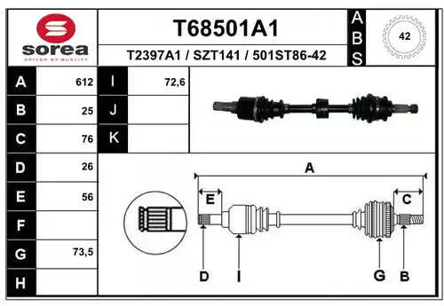 полуоска EAI T68501A1